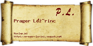 Prager Lőrinc névjegykártya